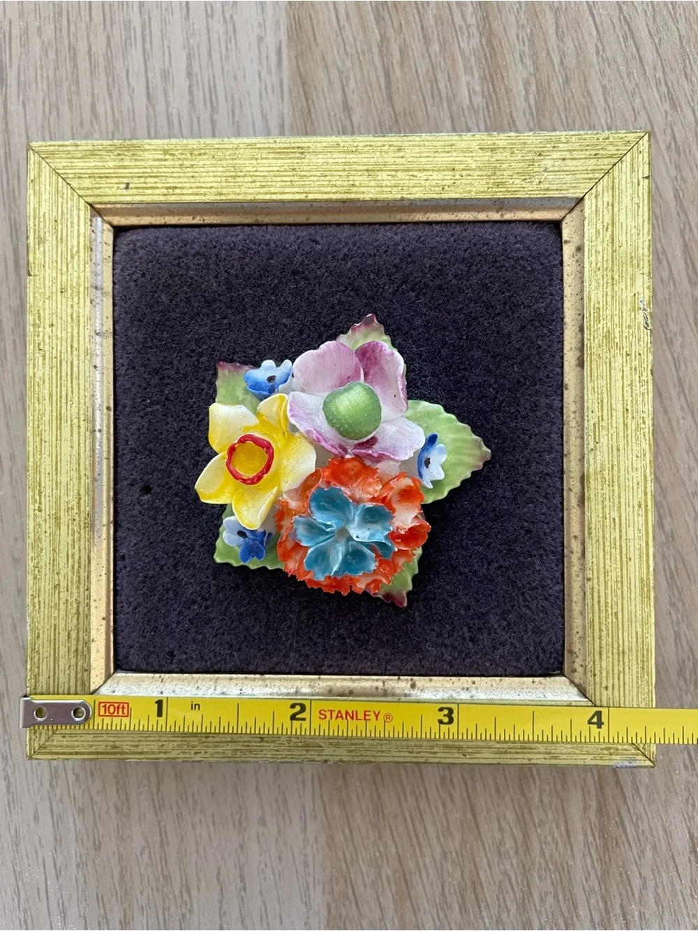 Vintage Dorothy Ann Floral Handpainted Bone China Framed Wall Art England